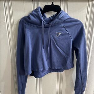 Gymshark Women's Blue Cropped Hoodie